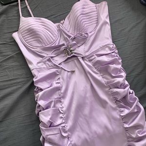 Sexy lavender satin dress
